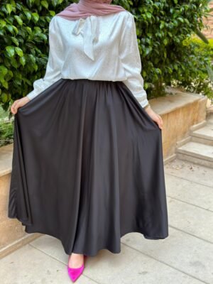 Double-Cloche Satin Skirt